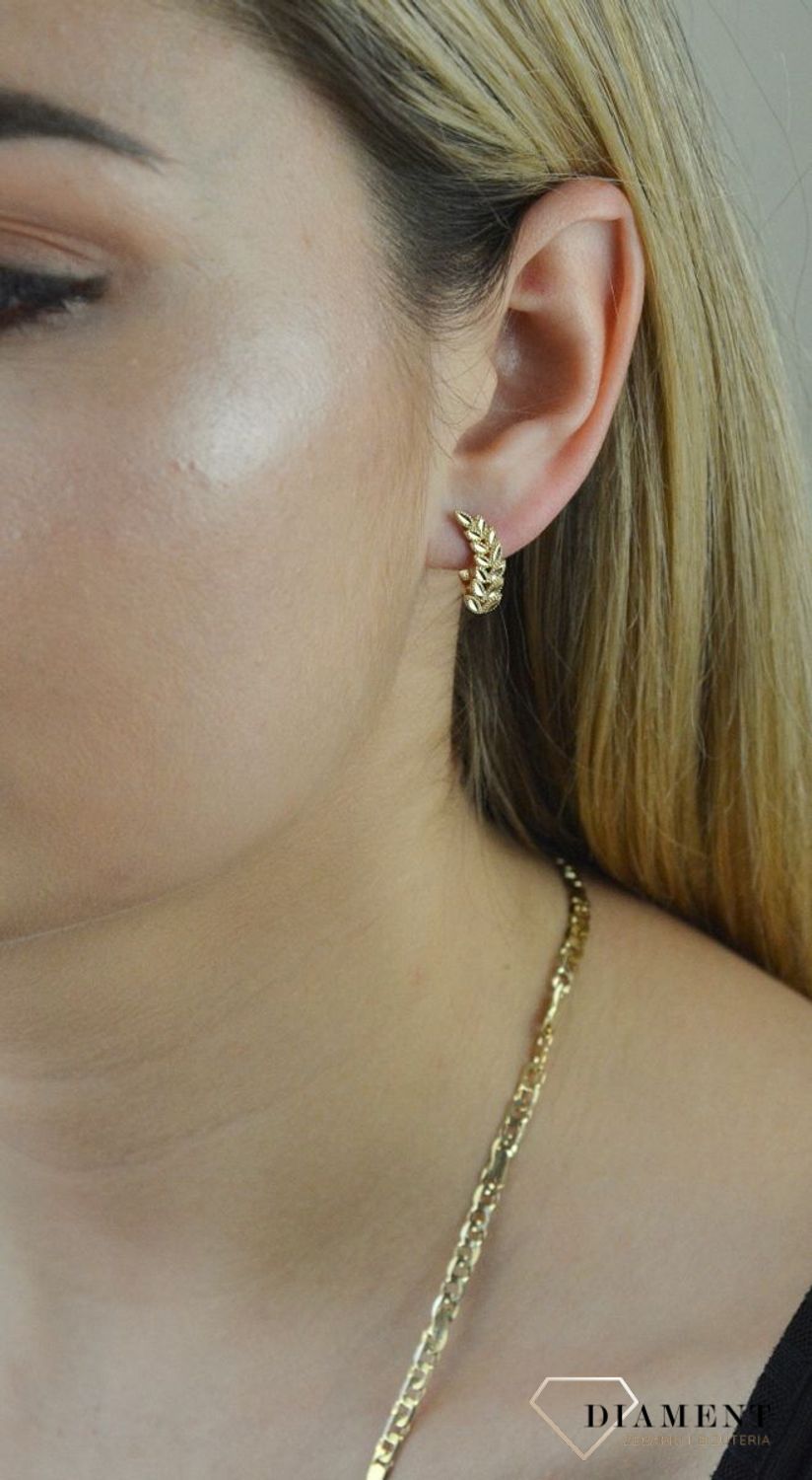 Złote kolczyki wiszące 585 listki KL 11335.jpg